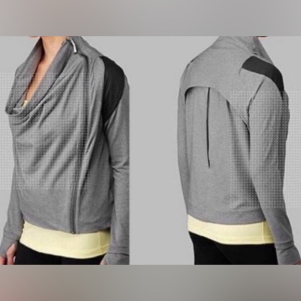 Lululemon Women's Gray Sway Moto Asymmetrical Zip Cowl Neck Jacket Size 6 EUC - Picture 1 of 11